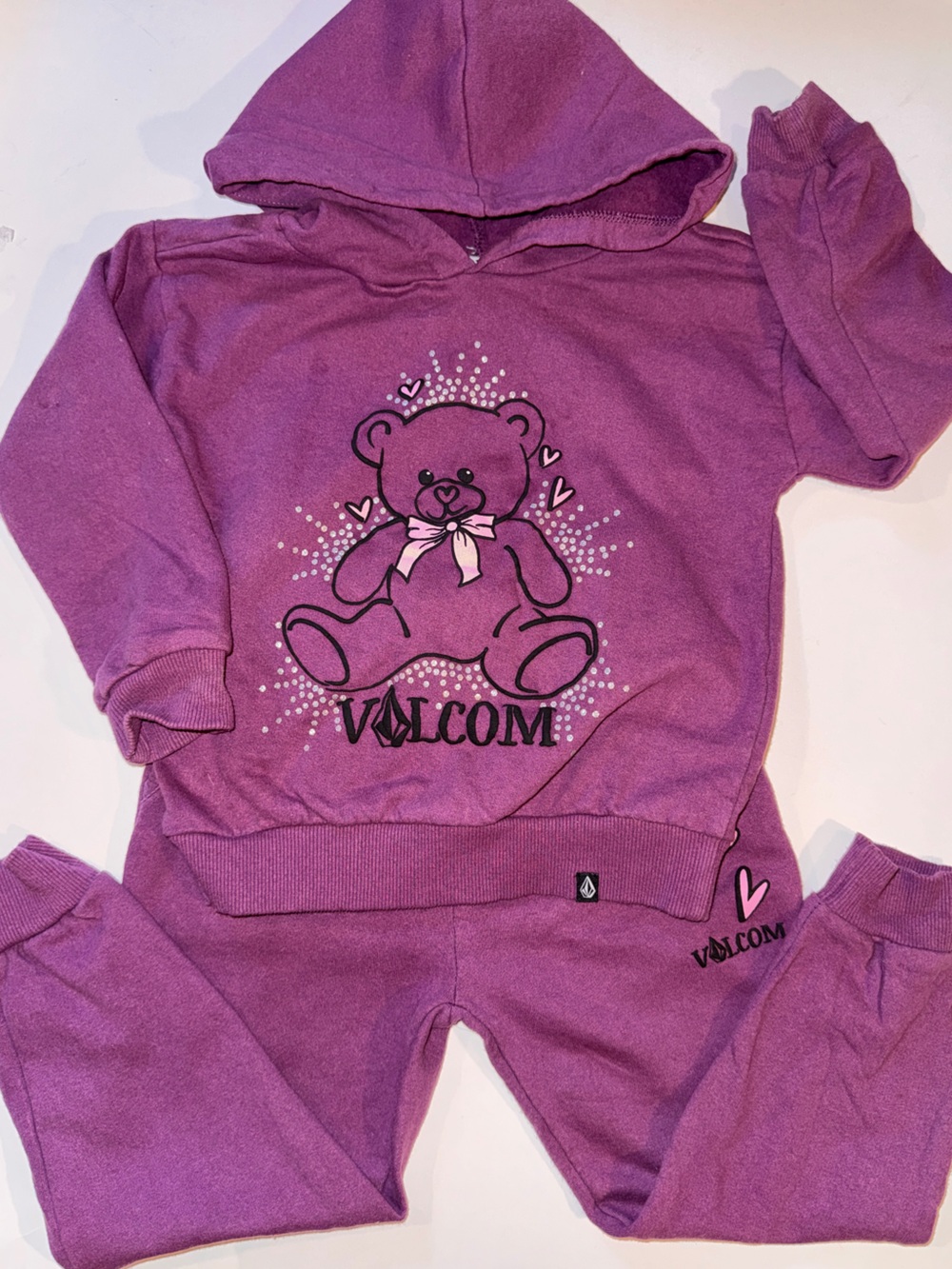 Volcom Kids' Magenta Teddy Bear Pullover Sweatshirt